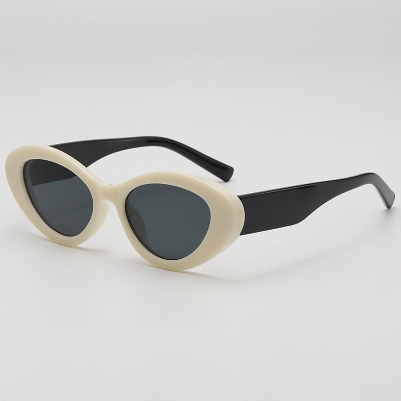 Two Tone Oval Cat Eye Sunglasses - Color_5