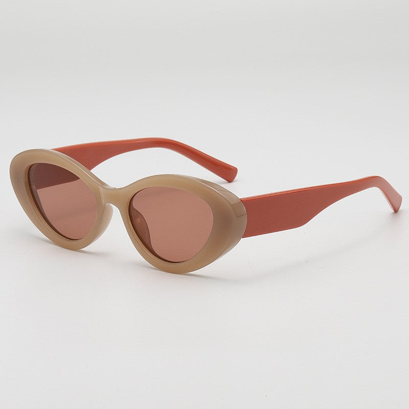 Two Tone Oval Cat Eye Sunglasses - Color_6