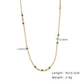 Green Bead Double Layer Chain Necklace - Gold