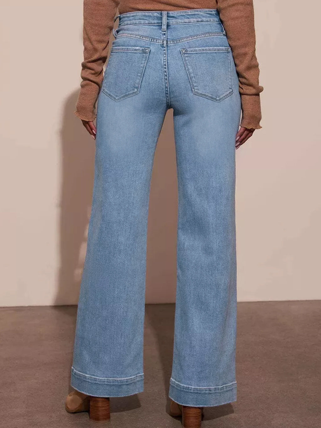 Wide Leg Patch Pocket High Rise Jeans