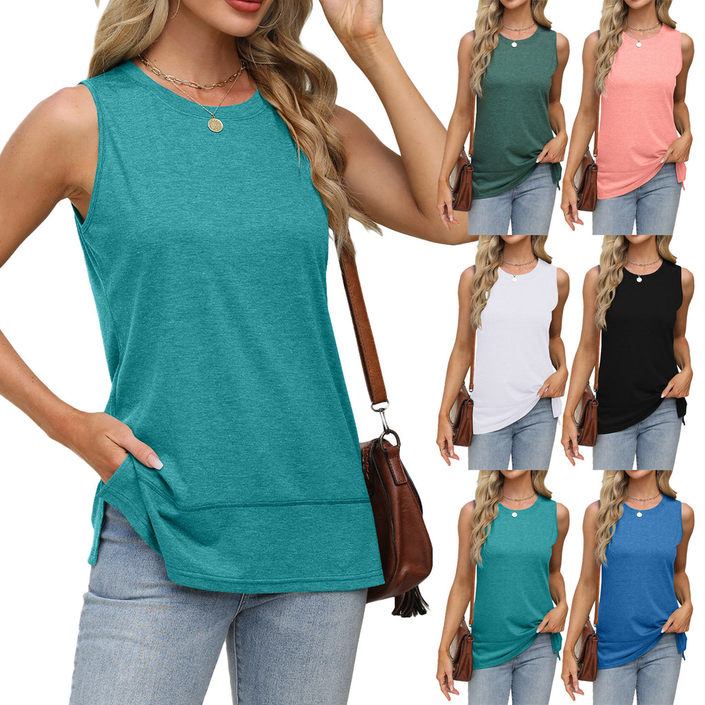 Sleeveless Side Slit Longline Tank - Color_6 - 1