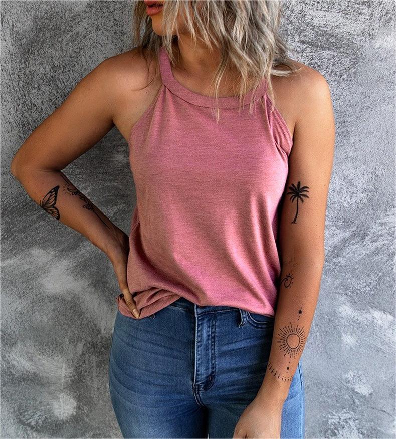 High Neck Racerback Camisole Tank - Pink - 1