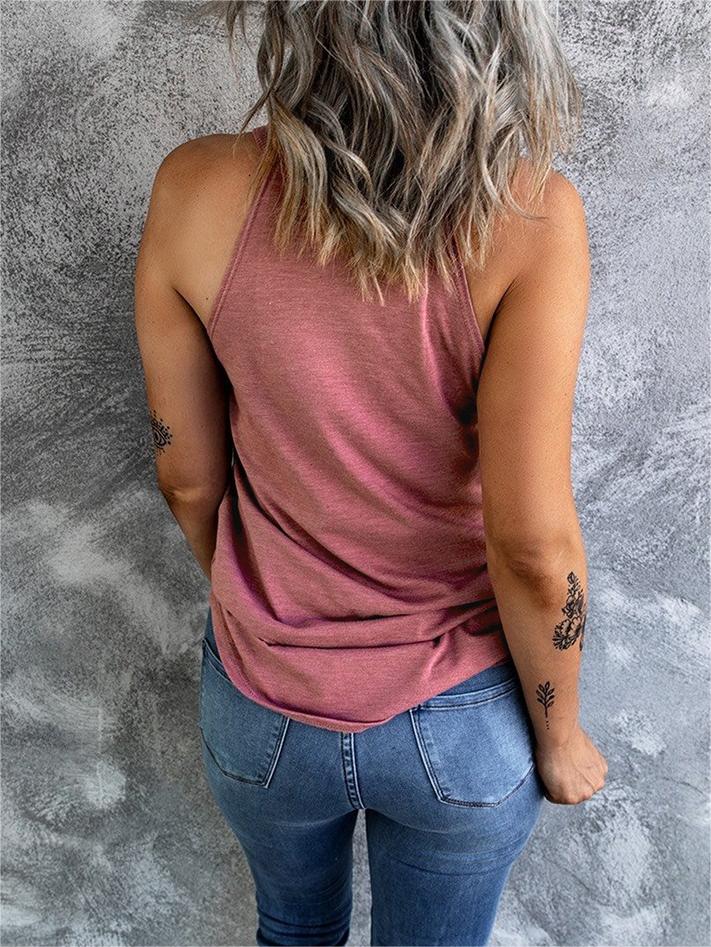 High Neck Racerback Camisole Tank - Pink - 3