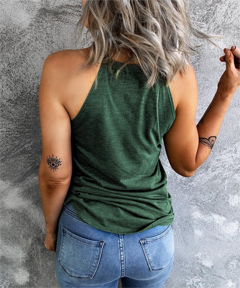 High Neck Racerback Camisole Tank - green - 2