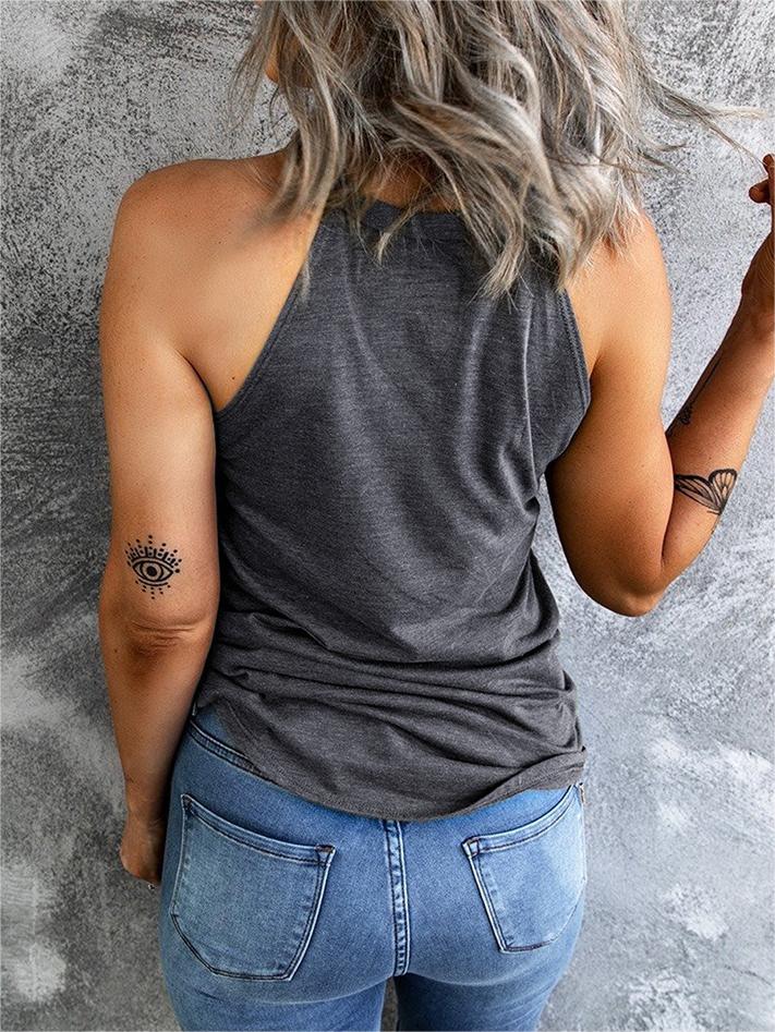 High Neck Racerback Camisole Tank - grey - 1