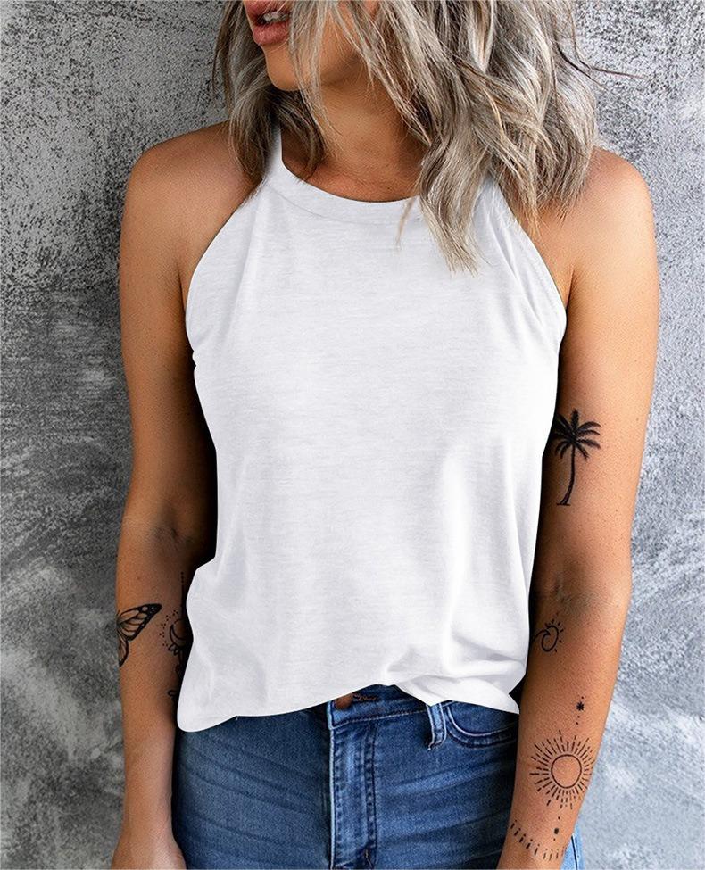High Neck Racerback Camisole Tank - white