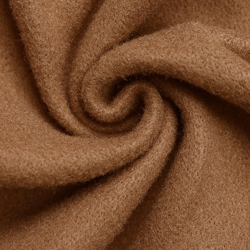 Snap Front Ribbed Trim Bomber Jacket - Brown - 5