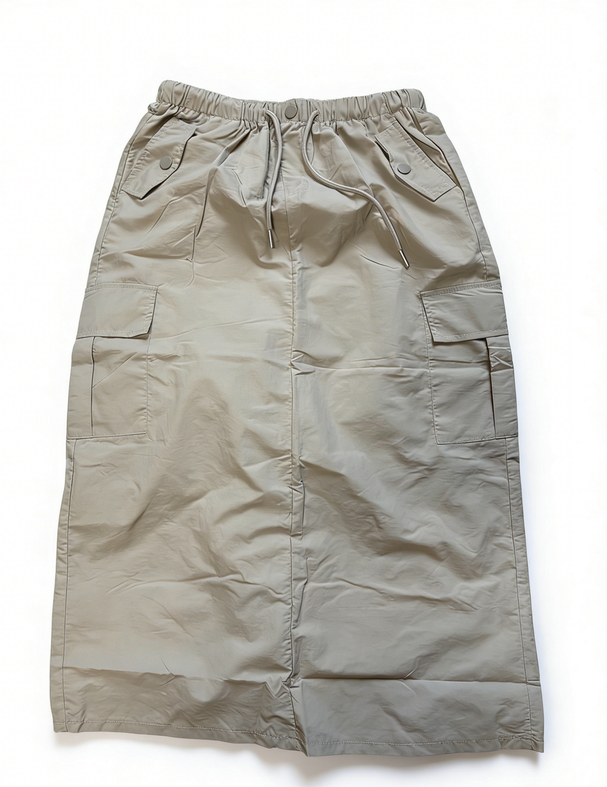 Utility Cargo Pocket Maxi Skirt With Slit - Khaki - 2