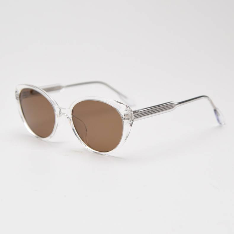 Rounded Cat-Eye Sunglasses With Metal Temples - White