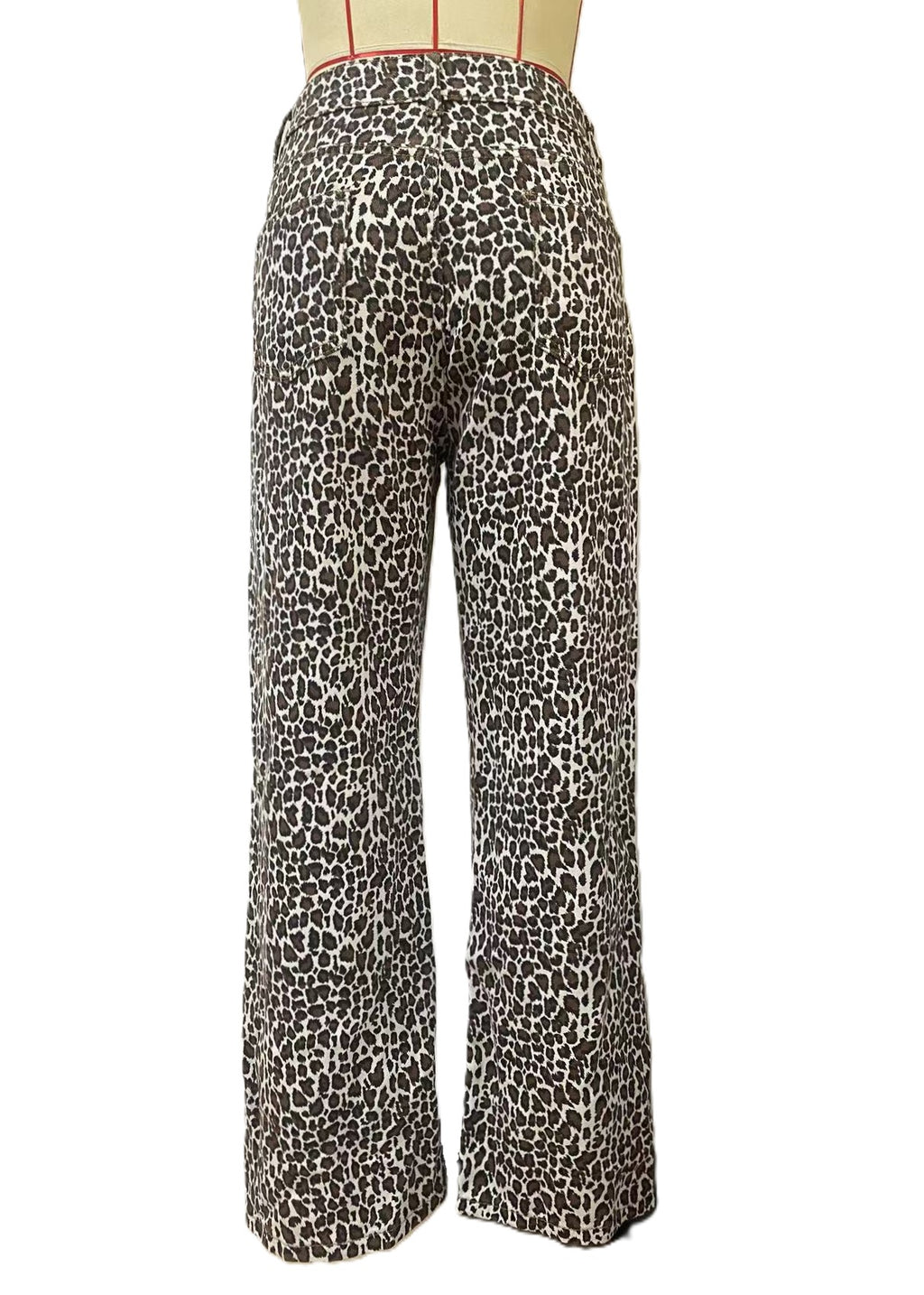 Leopard Print Relaxed Straight Wide Leg Jeans - Leopard - 2