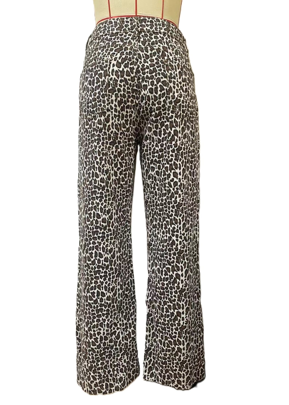 Leopard Print Relaxed Straight Wide Leg Jeans - Leopard - 2