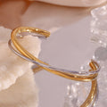 Double Layer Crossover Open Cuff Bracelet - TwoTone