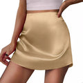 Silky Satin A Line Mini Skirt - Champagn