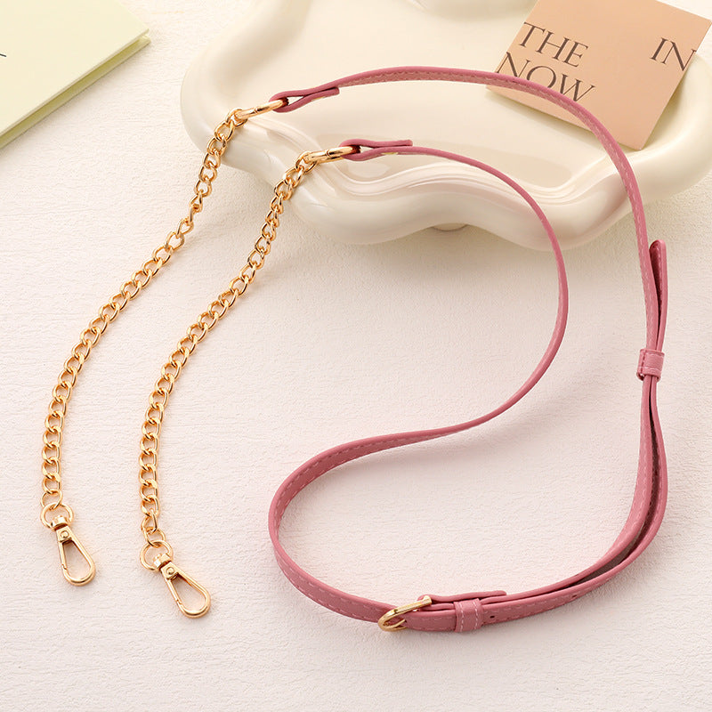 Adjustable Leather Chain Bag Strap - Pink