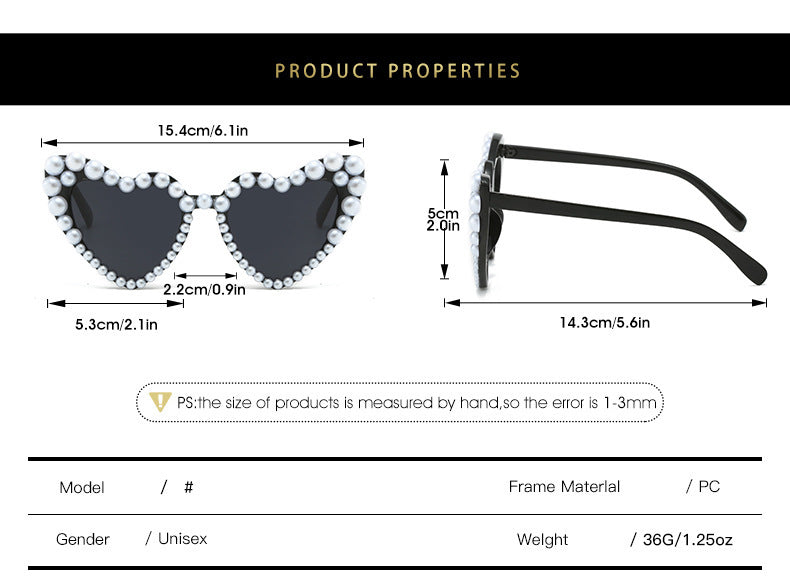 Pearl Trimmed Heart Cat Eye Sunglasses