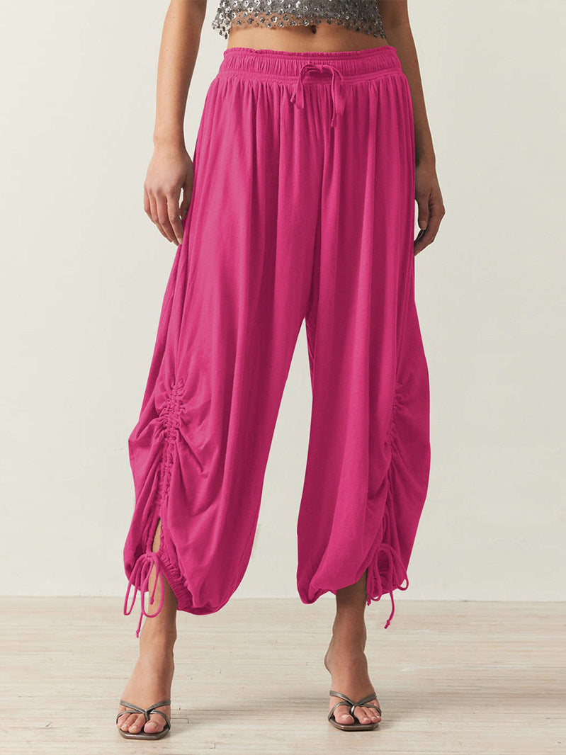 Ruched Hem Wide Harem Lounge Pants