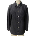 Oversized Denim Shacket With Chest Pockets - Black