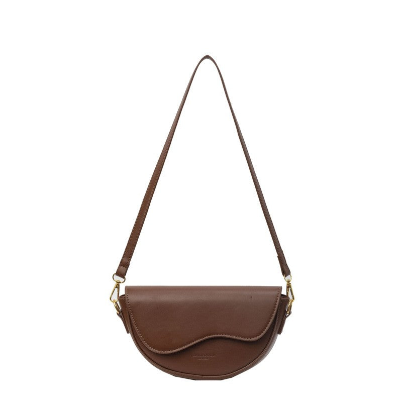 Wave Flap Half Moon Crossbody Saddle Bag