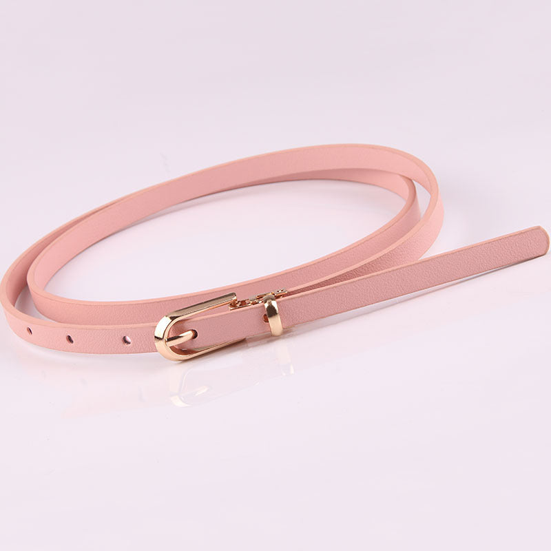 Slim Faux Leather Skinny Waist Belt - Pink