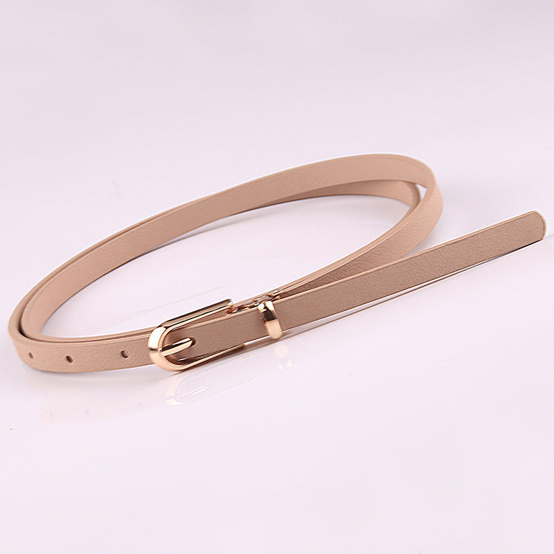 Slim Faux Leather Skinny Waist Belt - khaki
