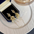 Wheat Leaf Chain Tassel Drop Earrings - Gold