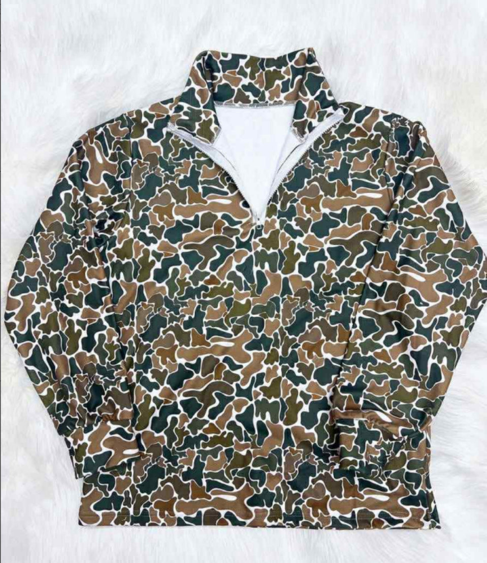 Woodland Camo Quarter Zip Pullover Sweatshirt - DuckCamo