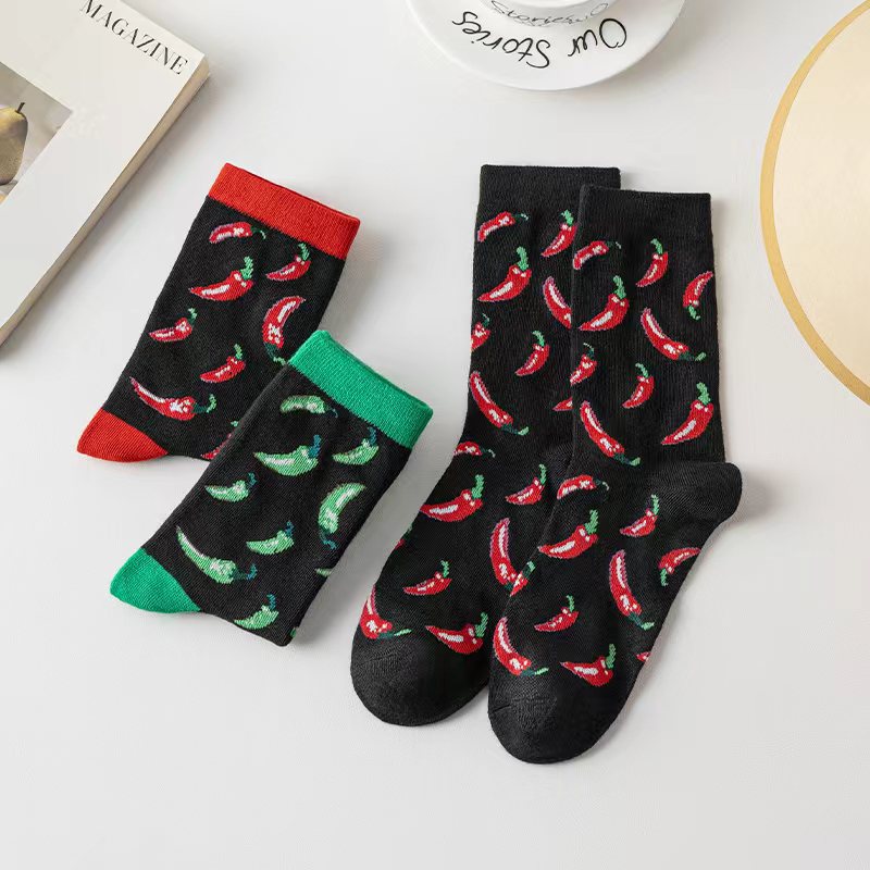 Novelty Chili Pepper Crew Socks - Red