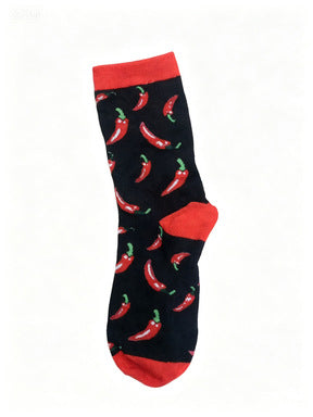 Novelty Chili Pepper Crew Socks - Red - 1