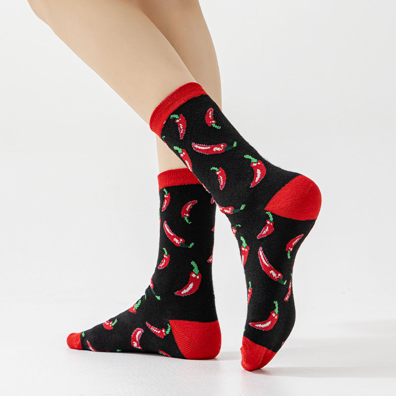 Novelty Chili Pepper Crew Socks - Red - 2