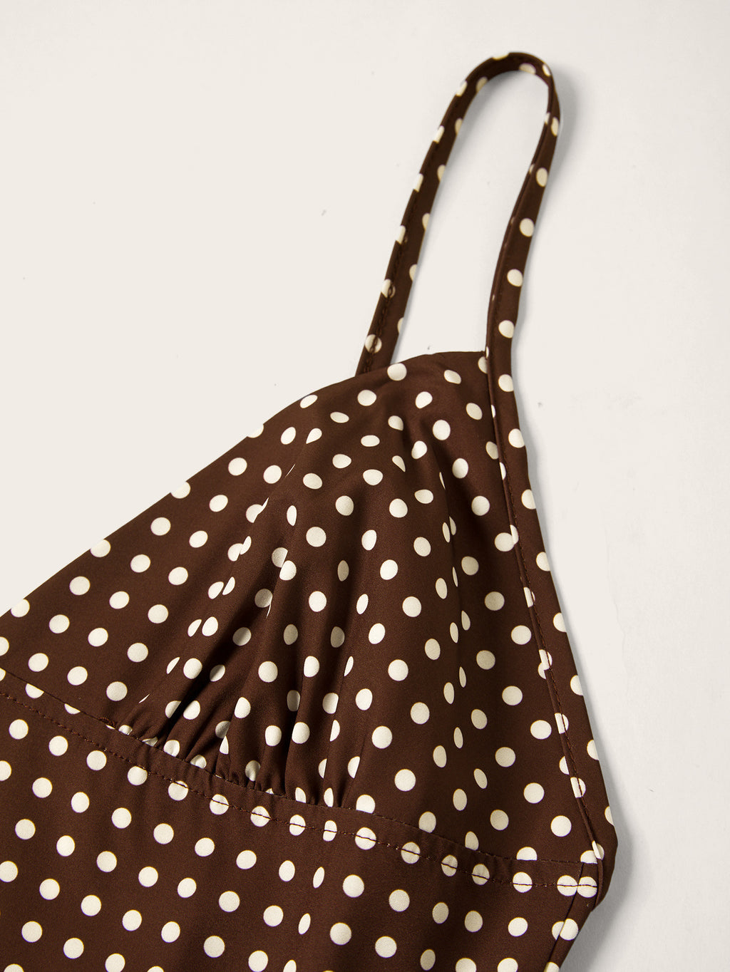 Polka Dot Backless Maxi Dress With Neck Scarf - coffee - 6