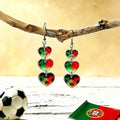 Soccer Flag Heart Dangle Earrings - NO-3