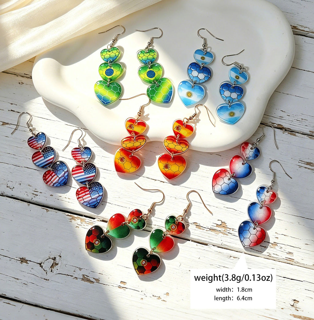 Soccer Flag Heart Dangle Earrings - view 1