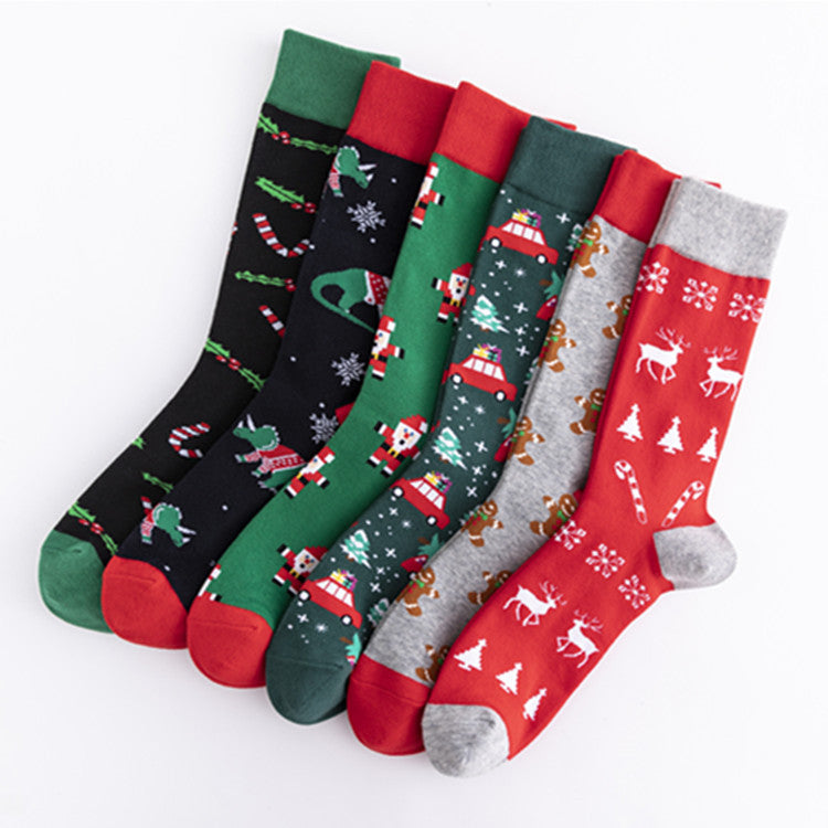 Christmas Motif Cotton Crew Socks