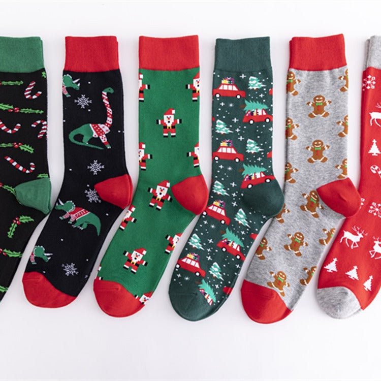 Christmas Motif Cotton Crew Socks - view 1