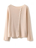 Soft Knit Cardigan With Asymmetric Button Placket - Offwhite