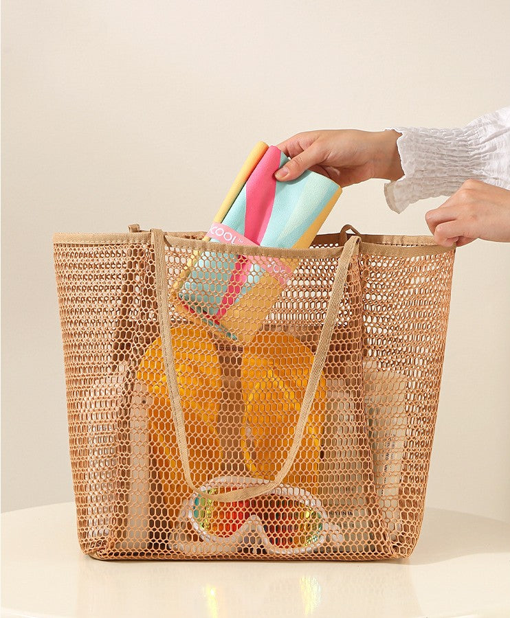 Perforated Mesh Shoulder Bag With Zip Pocket