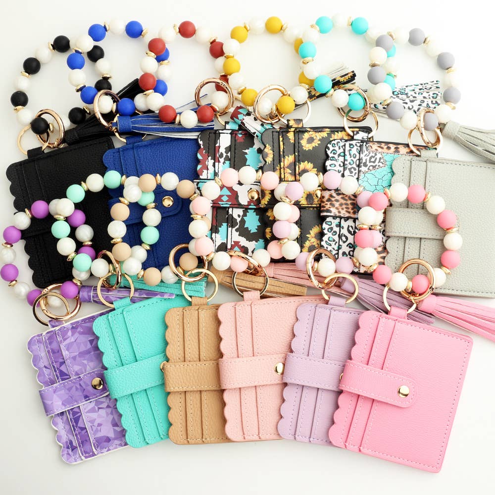 Scalloped Card Holder Bead Bangle Keychain