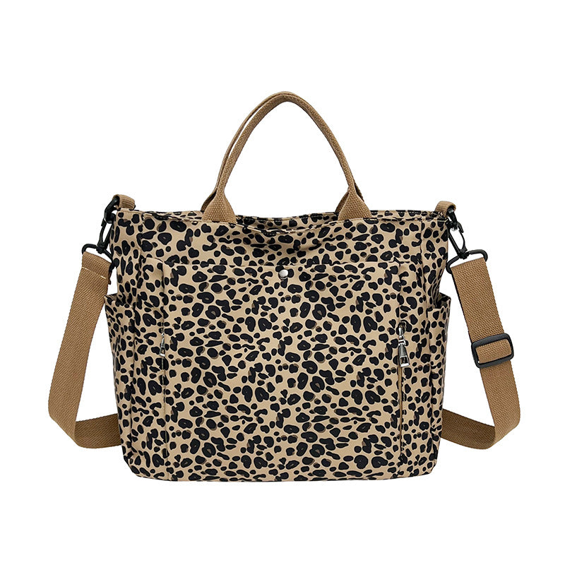 Leopard Print Everyday Tote With Crossbody Strap - Khaki