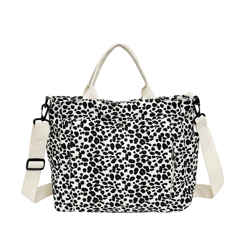 Leopard Print Everyday Tote With Crossbody Strap - Off-White