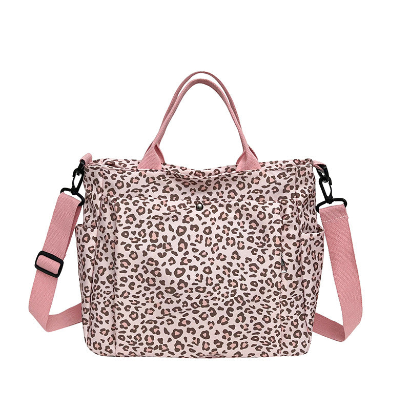 Leopard Print Everyday Tote With Crossbody Strap - Pink