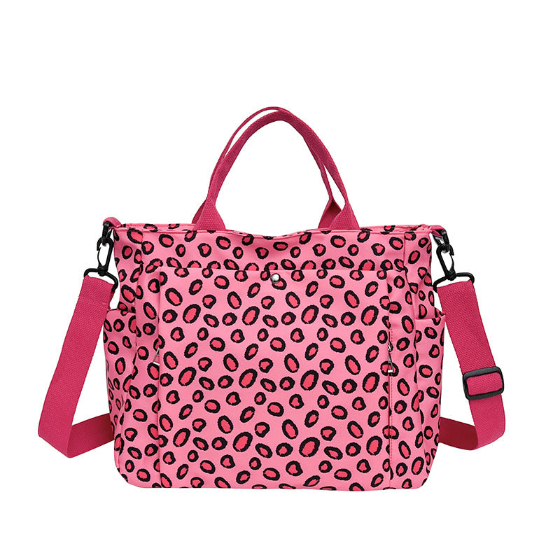 Leopard Print Everyday Tote With Crossbody Strap - Rose-Red