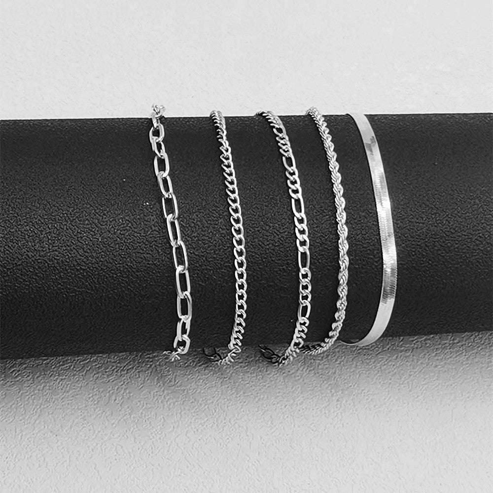 Mixed Link Stacking Chain Bracelet Set - view 3