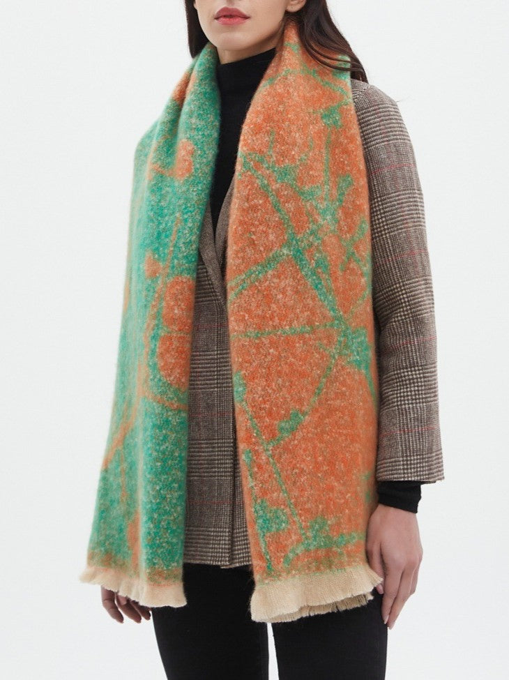 Botanical Jacquard Brushed Shawl Scarf