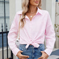 Striped Oversized Button Down Shirt - Pink