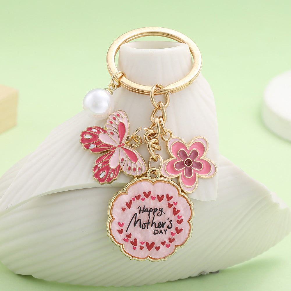 Enamel Flower And Butterfly Charm Keychain - Color_1 - 1