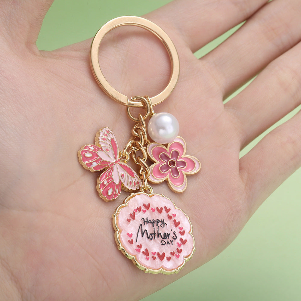 Enamel Flower And Butterfly Charm Keychain - Color_1 - 2