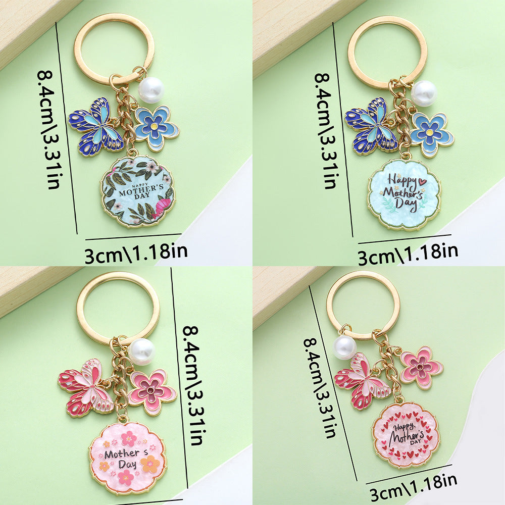 Enamel Flower And Butterfly Charm Keychain - Color_1 - 3