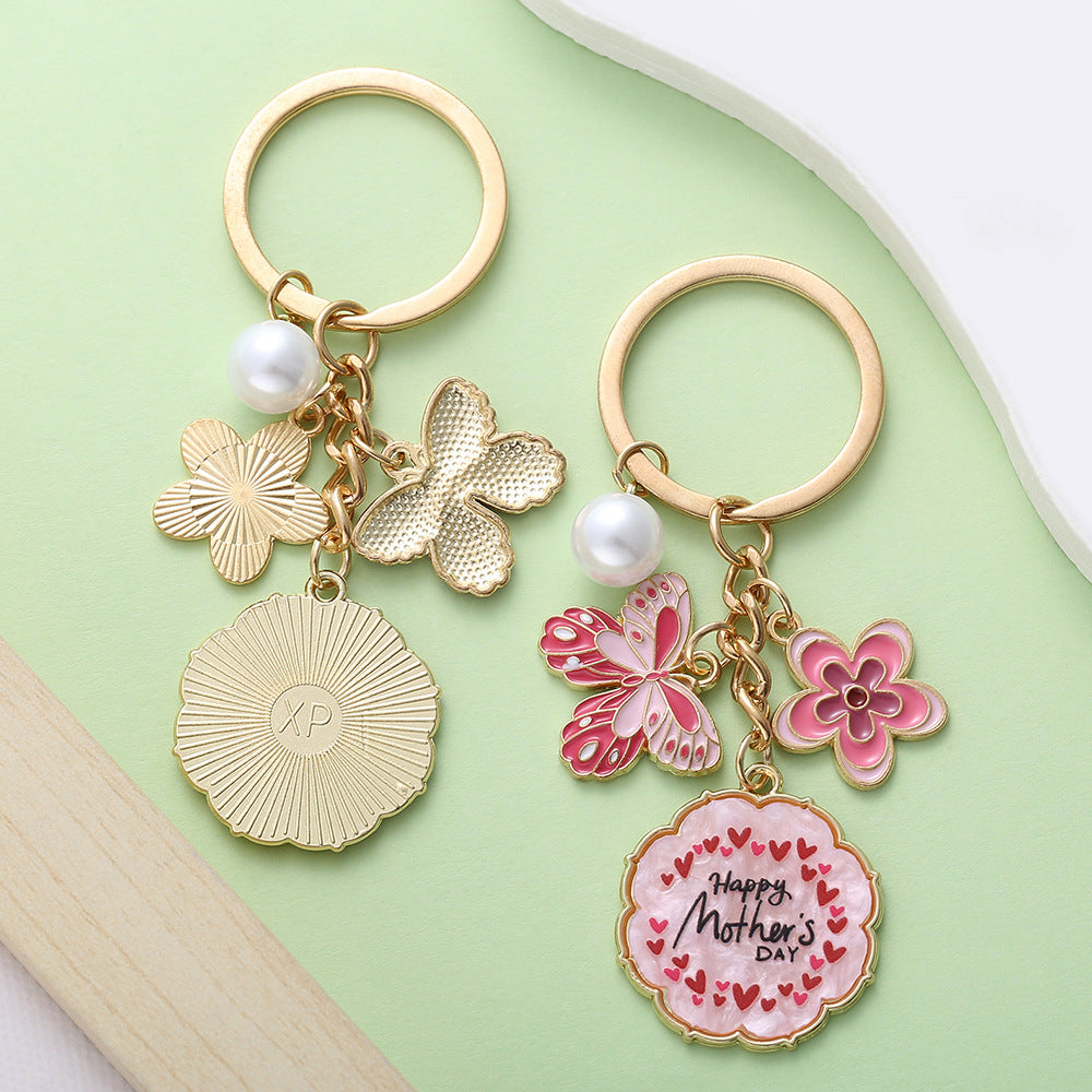Enamel Flower And Butterfly Charm Keychain - Color_1 - 4