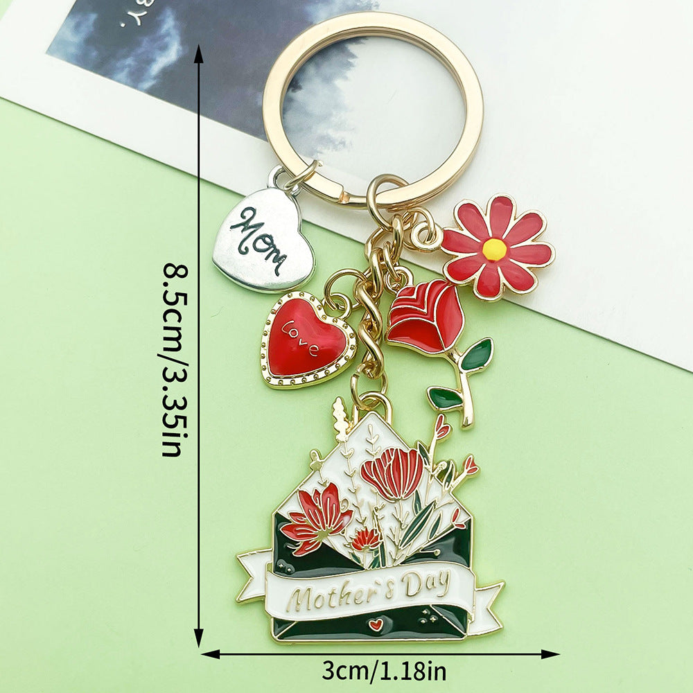 Enamel Flower And Butterfly Charm Keychain - Color_11