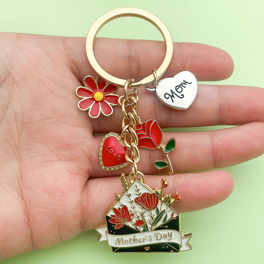 Enamel Flower And Butterfly Charm Keychain - Color_11 - 1